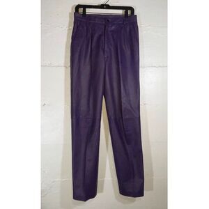 Vintage Purple Leather Pants High Rise Tapered India Bold 80s 90s Size 32 Makart
